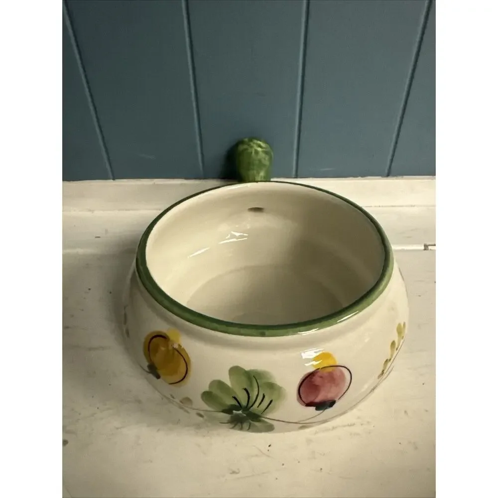 Hand Painted ITALY For FTD Ceramic Serving Bowl Soup Bowl Flower Pot Side Handle